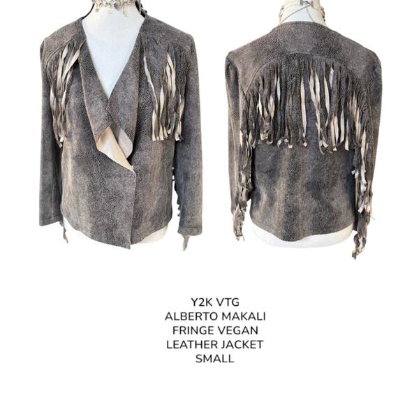 Y2K‎ VTG. ALBERTO MAKALI FRINGE JACKET SMALL - Picture 1 of 8